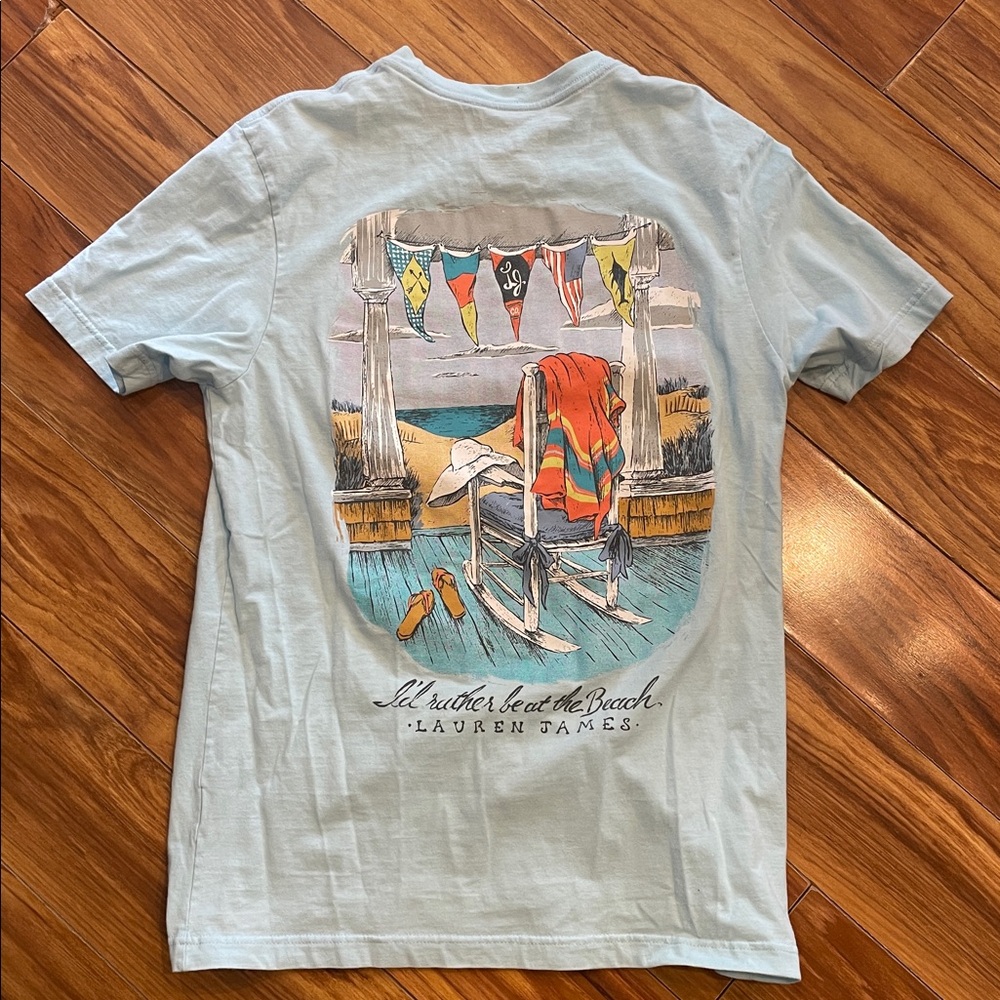 LAUREN James sweet tea collection turquoise I’d rather be at beach T-shirt